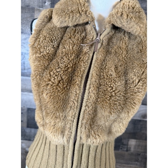 New Direction Boho Brown Sweater Vest Womens Small Faux Fur Hippie Cottage Y2K - Picture 2 of 5